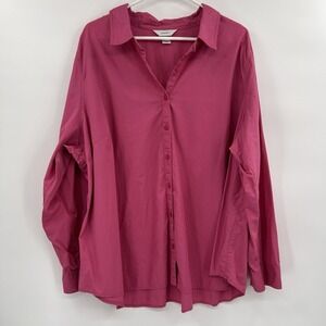 Cj Banks Womens Long‎ Sleeve Button Up Top Size 3X Pink Classic Career Mature